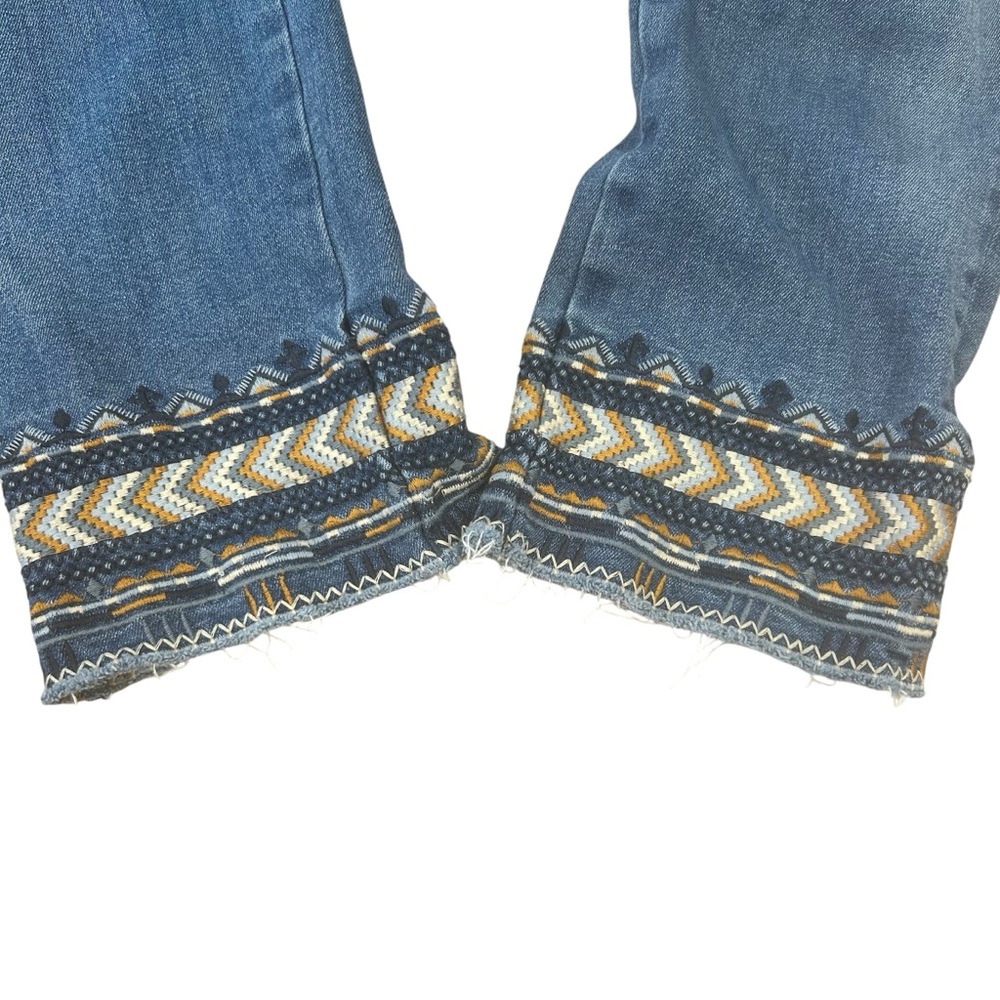 Driftwood Colette womens Jeans sz 28/6 Boho Embroidered Cuff Stretch Denim Ankle - Picture 11 of 13